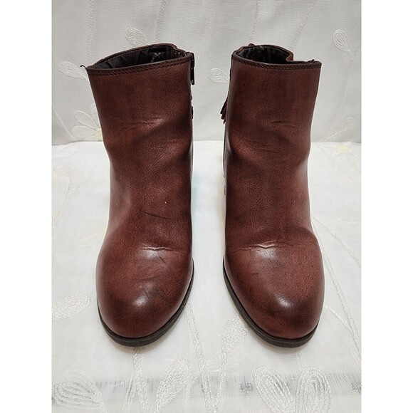 NEW DIRECTIONS JOJO WOMEN 9 DARK BROWN CEDAR WEDGES CONTEMPORARY STYLISH BOOTIES - Picture 3 of 13